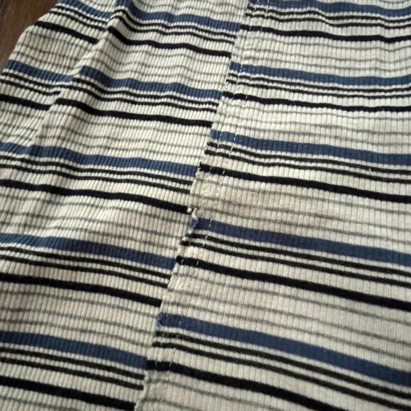 Y2K Yellow and Blue Small Striped Babydoll Top with Lace Up Back - Picture 5 of 5